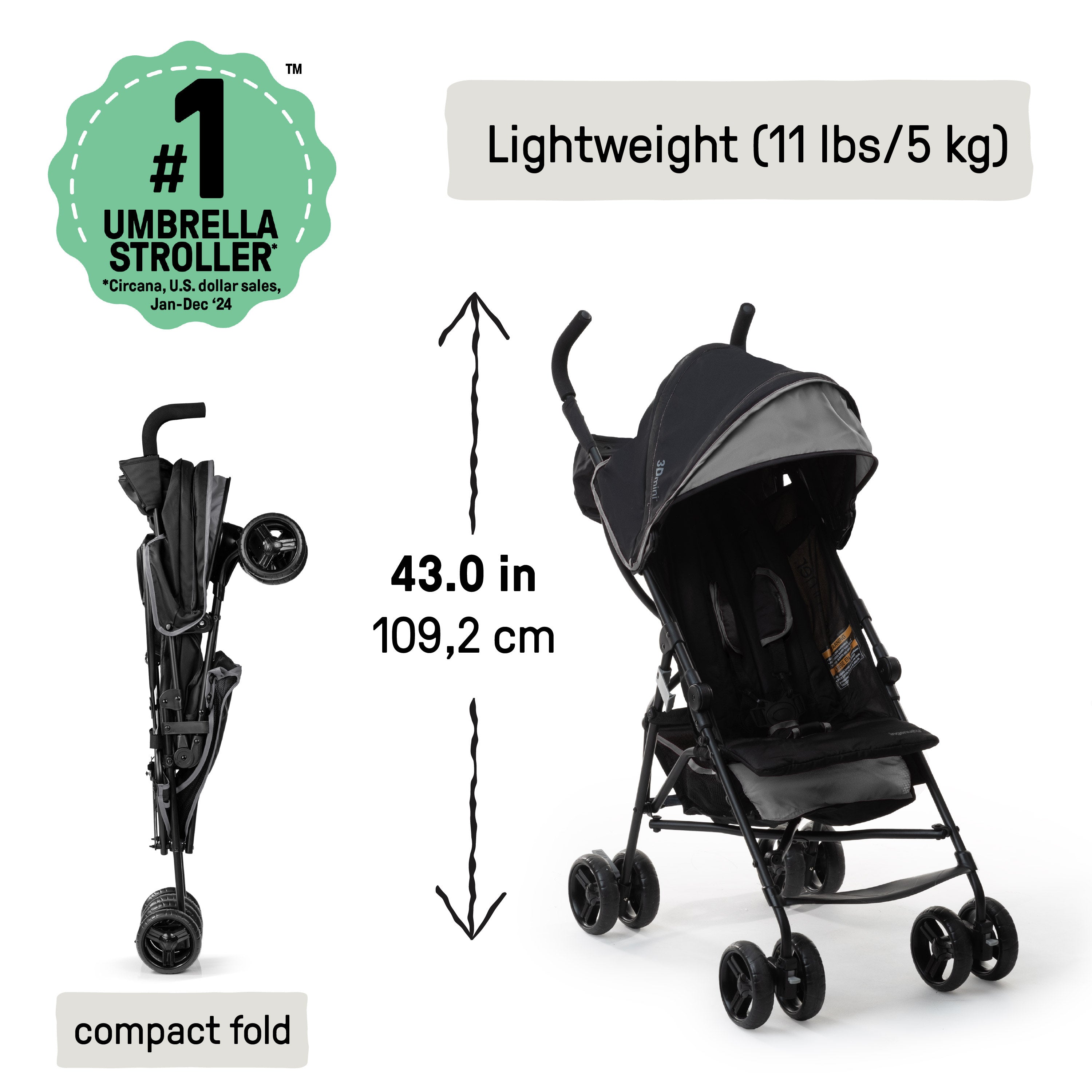 gray umbrella stroller 3Dmini Convenience Stroller