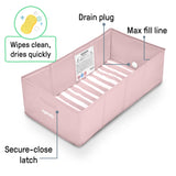 Ingenuity Tuckaway Toddler Tub, Converts Shower to Tub, Folds to Store, 12M-5Y - Pink