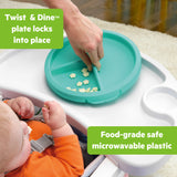 Bright Starts Dine Delight Compact Folding High Chair with 3-Section Plate, Unisex, Playful Paradise Pattern