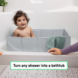 Ingenuity Tuckaway Toddler Tub, Converts Shower to Tub, Folds to Store, 12M-5Y- Grey