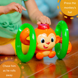 Bright Starts Roll & Glow Monkey Toy with Lights and Melodies