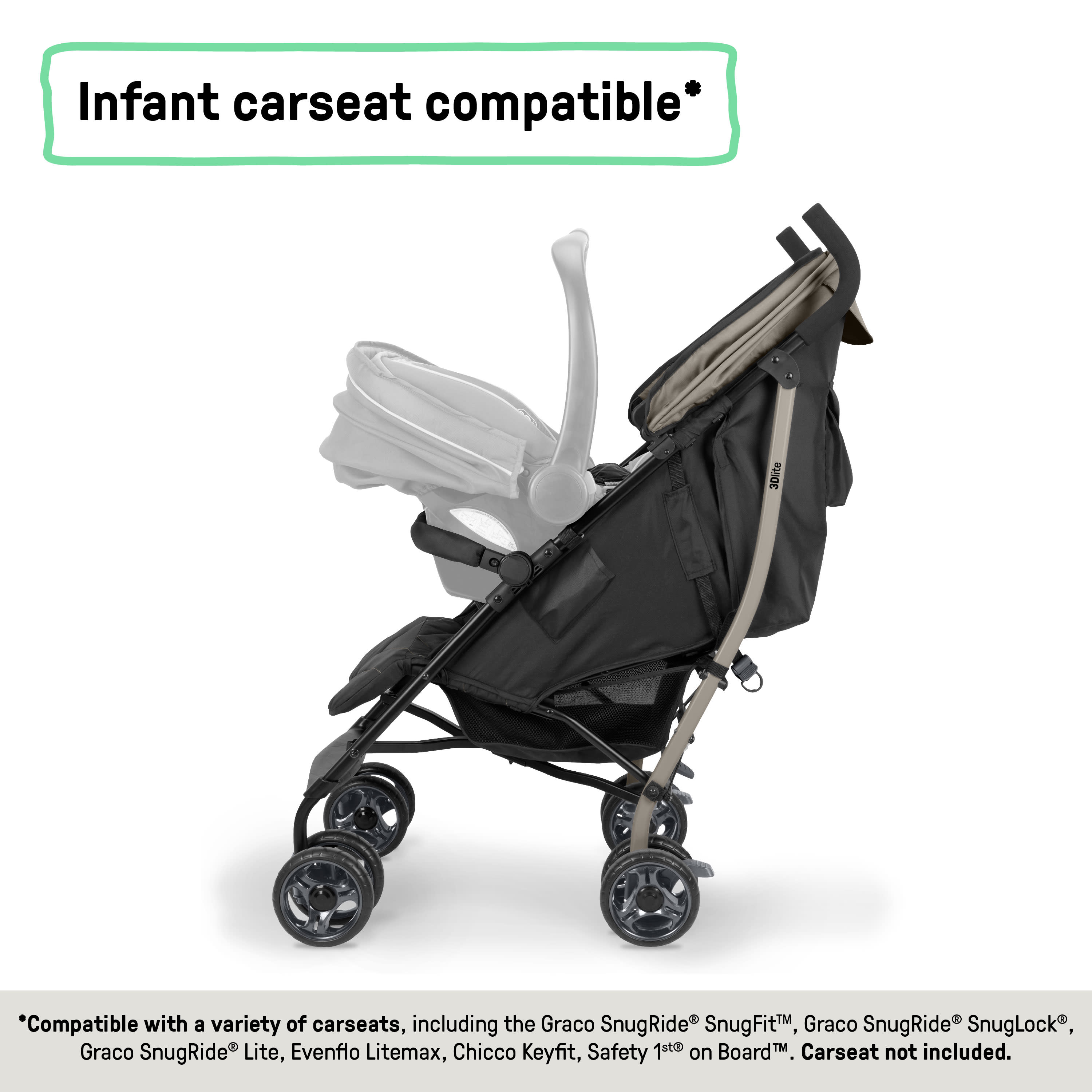 Ingenuity 3Dlite Jewel Convenience Stroller Lightweight Folding Stroller with Car Seat Compatibility & Extra-Large Canopy