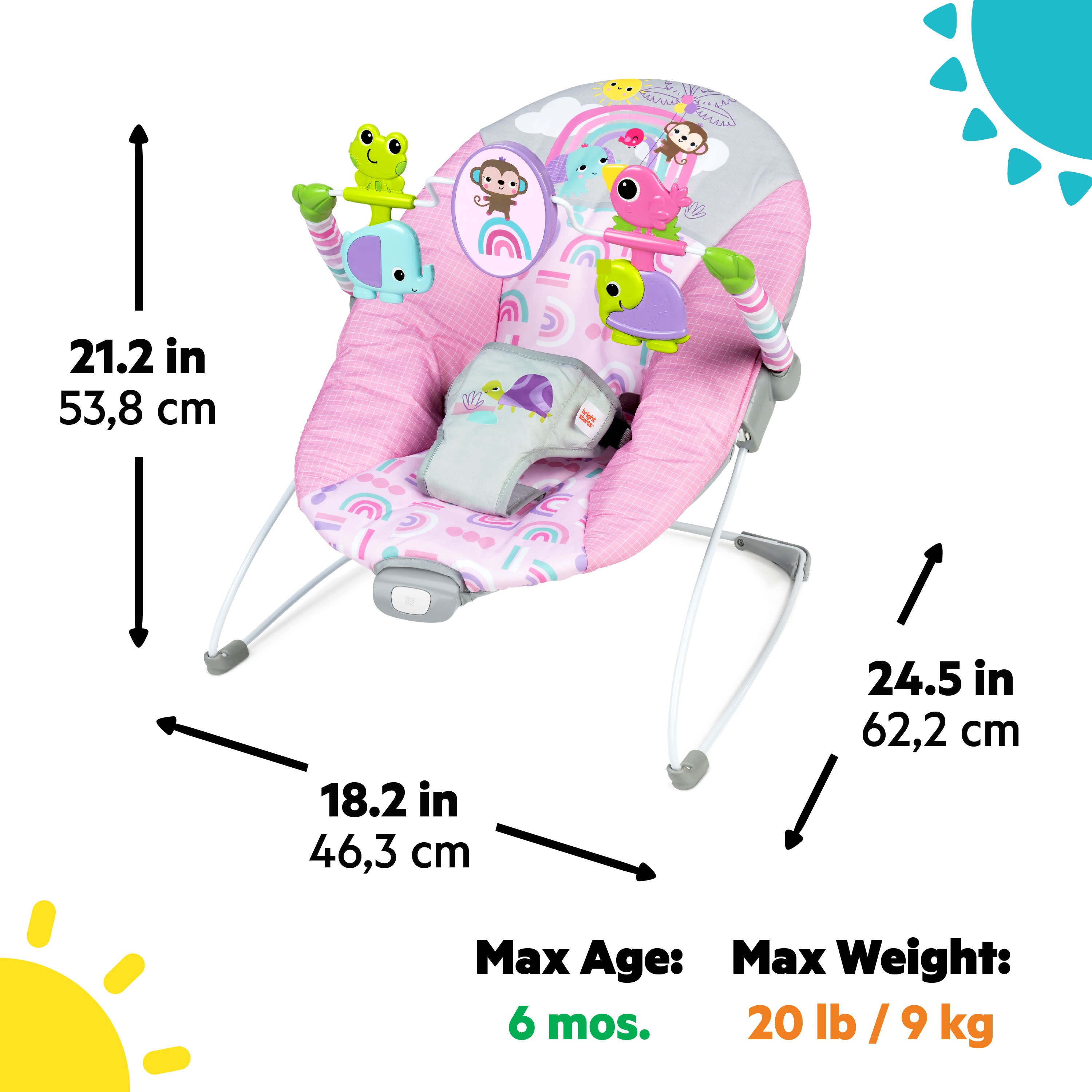 Pink Paradise Vibrating Bouncer Kids2, LLC Pink Paradise Vibrating Bouncer Kids2, LLC