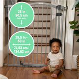 The Thruway 53W Series Pet and Baby Gate, Openings 29.5-53", 38" Tall - Gray