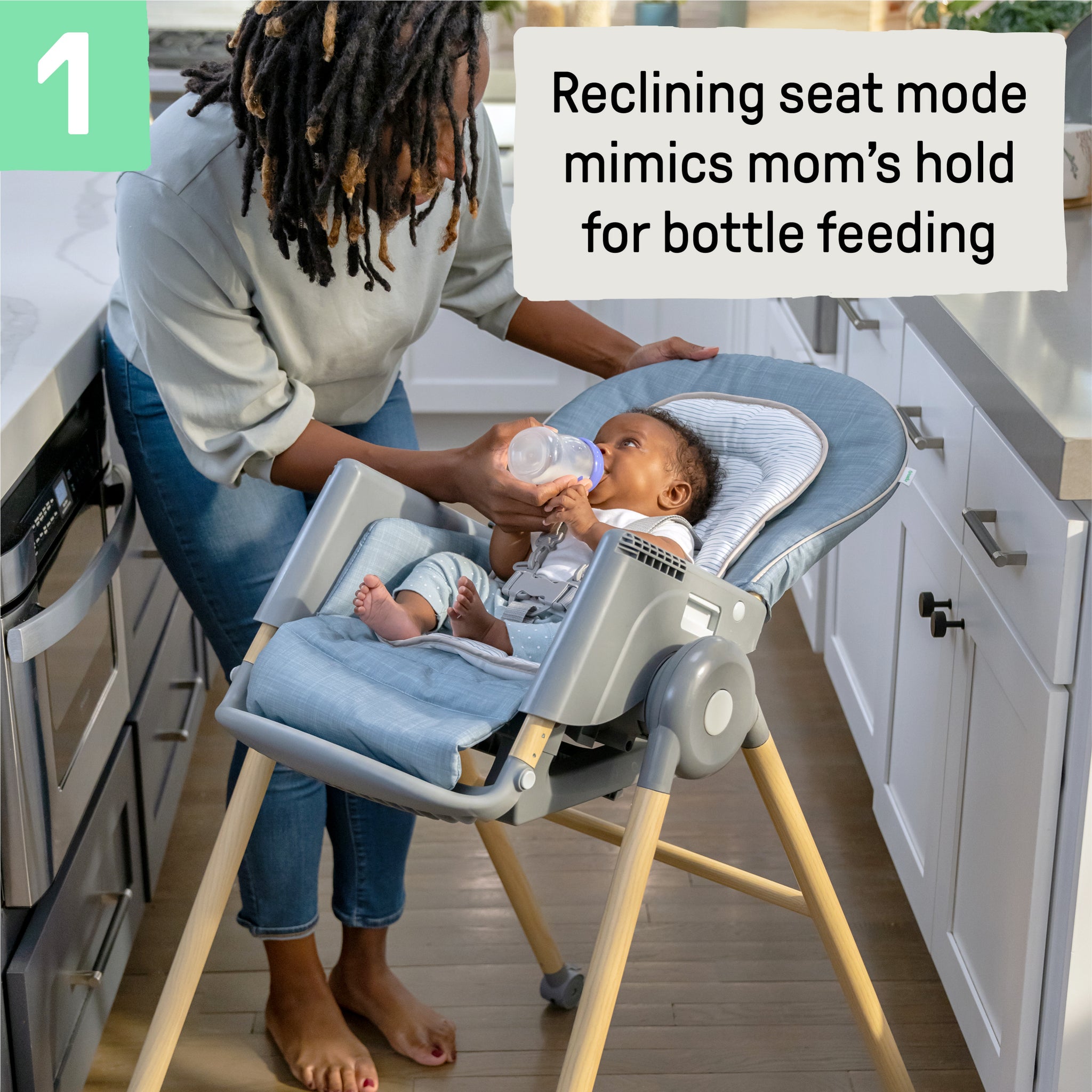 Proper Positioner 7-in-1 Deluxe High Chair Chambray – Kids2, LLC