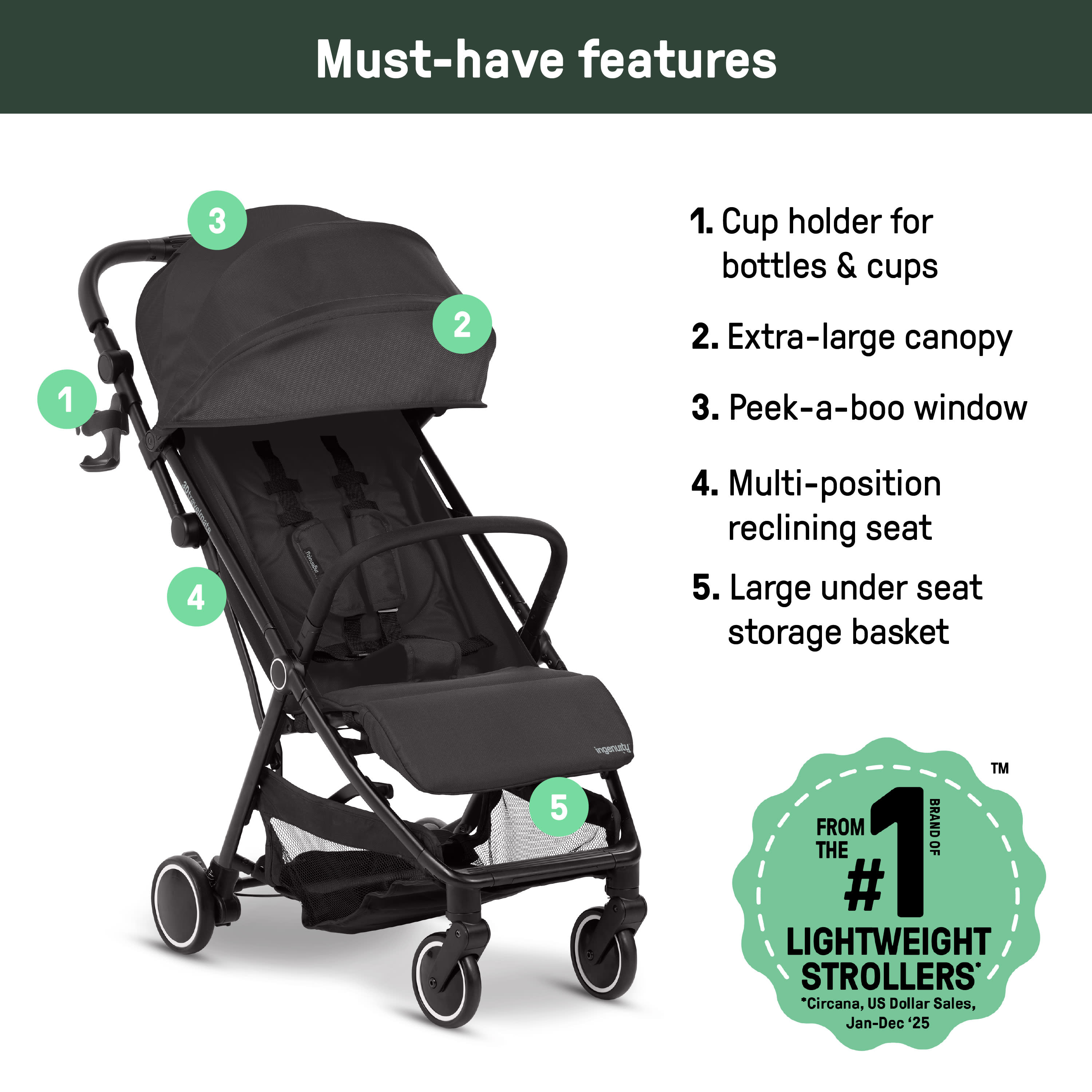 stroller for travel with infant Ingenuity 3D Travelmate Pro Compact Travel Stroller with Ride-On Board, One-Hand Fold, Car Seat Compatible, Protective Canopy