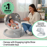Ingenuity Inlighten Bounce & Sway Swing with Bluetooth & Canopy, 3-in-1 Seat, Ages 0+  Pebble Shore
