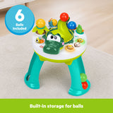 Bright Starts Giggly Gator Pop Activity Table, 45+ Sounds, Melodies & Lights, Spinning Ball Drop, Unisex, 6M+