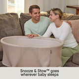 Ingenuity Snooze & Stow Easy-Folding Bassinet with Sound, Light & Vibration - Luxe Evergreen