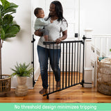 The Stairway+ 46W Series Pet and Baby Gate, Openings 31"-46" Wide, 32.5" Tall - Black