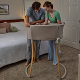 Ingenuity Right Height Adjustable Bassinet for Postpartum Recovery  4 Height Levels, Soothing Vibration, Light & Sound - Sand