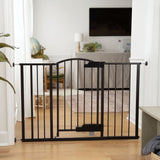 The Thruway 52W Series - Hands Free Open Pet and Baby Gate, Openings from 27.5" - 52" Wide  Espresso Metal