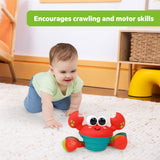 Bright Starts Rockin Crawling Crab Interactive Baby Toy with Music & Dancing, Red