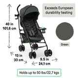 3Dlite Convenience Stroller - Black - Green
