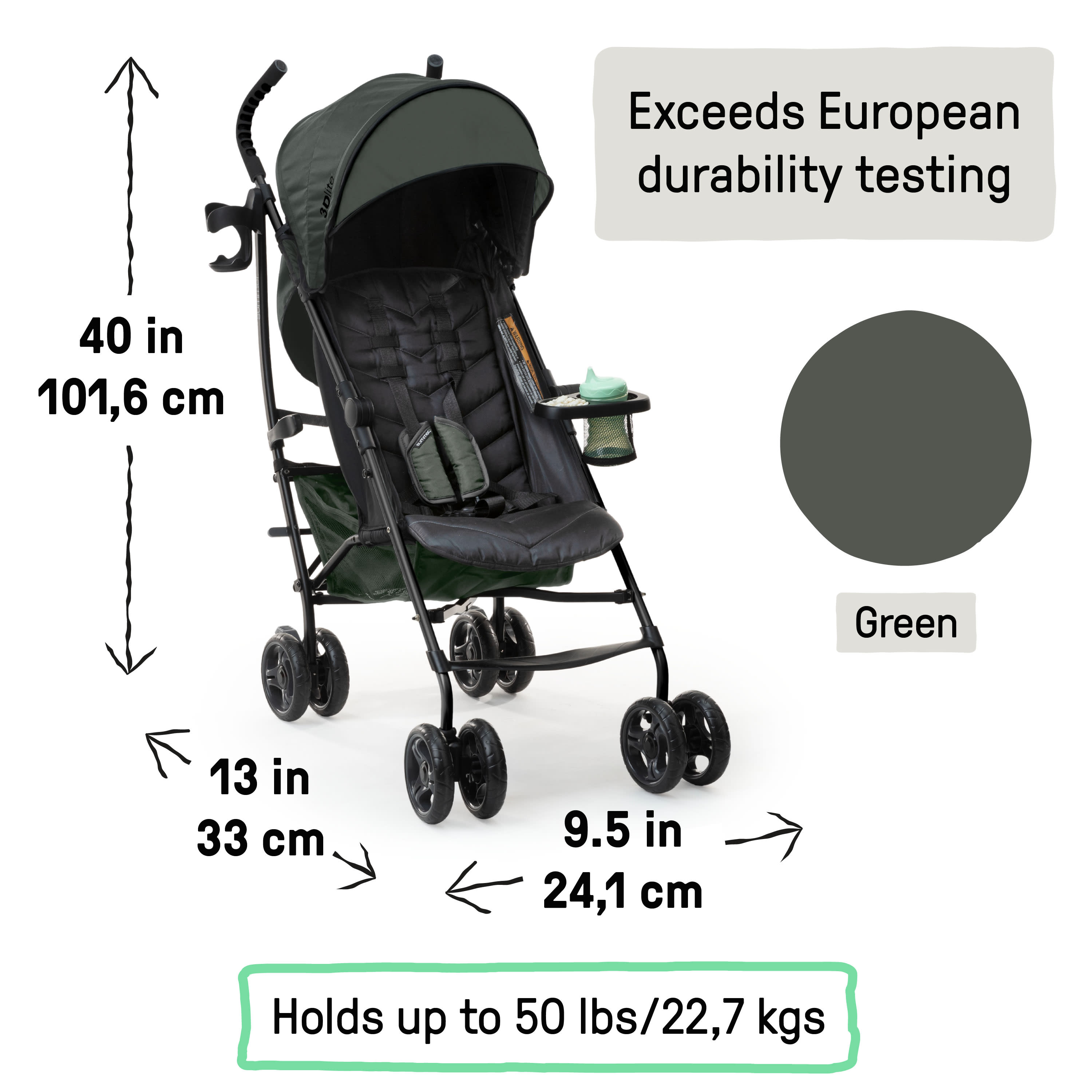 3Dlite Convenience Stroller - Black