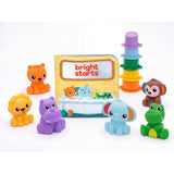 Bright Starts Splashables 14-Piece Bath Toy Gift Set, Includes 8 Animal Squirters, 5 Stacking Cups & 1 Waterproof Bath Book, Unisex, 6M+