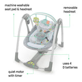 Ingenuity Swing 'n Go Portable 5-Speed Baby Swing with Nature Sounds - Hugs & Hoots