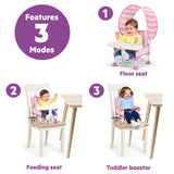 Bright Starts Pop 'N Sit Cabana Portable Booster Chair with UPF Canopy, Indoor/Outdoor, 6 Mos - 3 Yrs - Pink