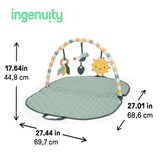 Ingenuity One Bar Baby Gym, Pipers Playspace  3-in-1 Activity Gym with Sensory Toys, Tummy Time Mat, Foldable & Portable, Ages Newborn+
