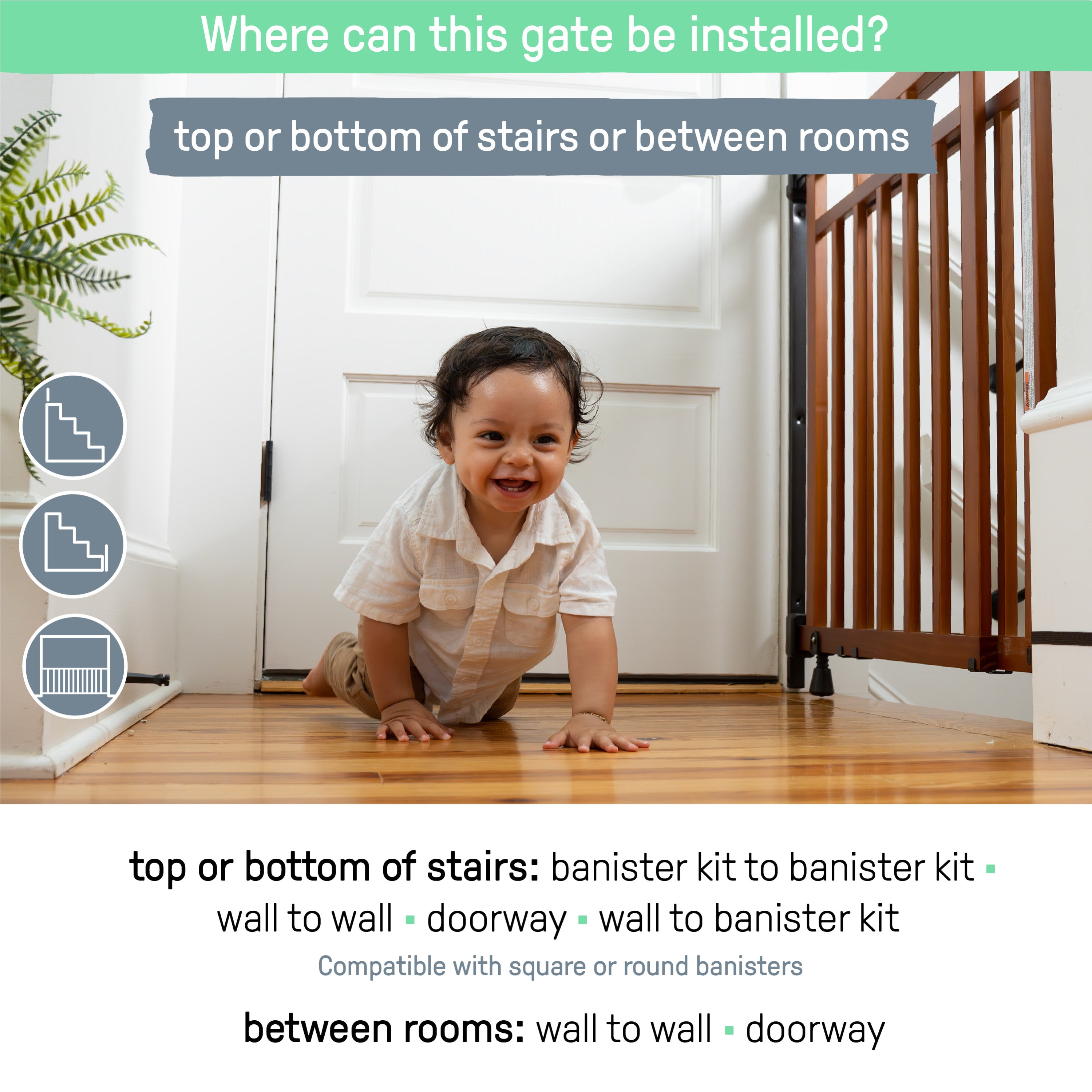 Baby - Baby Gates - Top of Stairs - North States