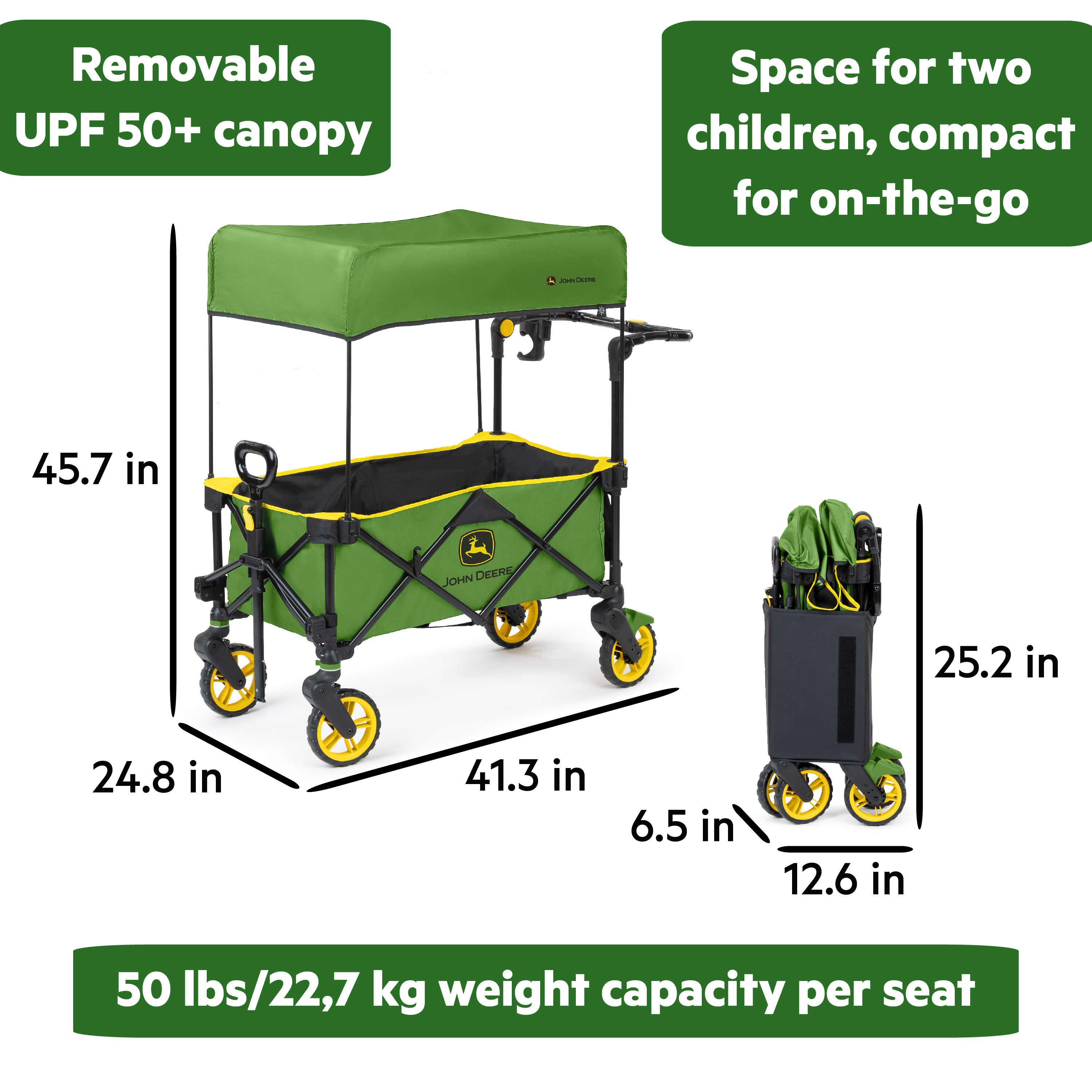 stroller wagon compact Bright Starts John Deere Pop 'N Ride Stroller Wagon – Kids2, LLC