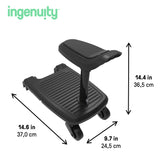 Ingenuity FoldAway Ride-On Board with Removable Seat, Standing or Seated Ride, Folds with Stroller