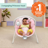 Bright Starts Disney Princess Royal Blooms Vibrating Baby Bouncer, Soothing Motion & Vibrations, 0M+