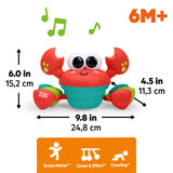 Bright Starts Rockin Crawling Crab Interactive Baby Toy with Music & Dancing, Red