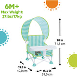 Bright Starts Pop 'N Sit Cabana Portable Booster Chair with UPF Canopy, Indoor/Outdoor, 6 Mos - 3 Yrs - Teal
