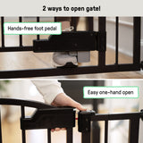 The Thruway 52W Series - Hands Free Open Pet and Baby Gate, Openings from 27.5" - 52" Wide  Espresso Metal