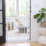 The Doorway 37W Series Pet and Baby Gate with Quad-Cam Lock, Openings from 30"-37" Wide - White