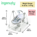 Ingenuity ConvertMe 2-in-1 Compact Portable Baby Swing 2 Infant Seat, Nash