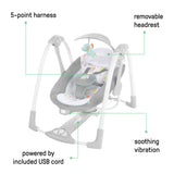 Ingenuity ConvertMe 2-in-1 Compact Portable Baby Swing 2 Infant Seat, Wimberly
