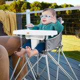 Bright Starts Pop 'N Dine Portable High Chair, Indoor/Outdoor, Grey