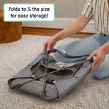 Ingenuity Stow & Go Folding Baby Bouncer Compact Portable Infant Seat with Vibration & Toy - Grey
