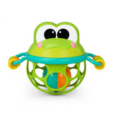 Bright Starts Oball Jingle & Shake Pal, Easy-Grasp Baby Rattle with Chime Ball & Bead Chasers, Frog Character, Green, Newborn+