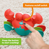 Bright Starts Rockin Crawling Crab Interactive Baby Toy with Music & Dancing, Red