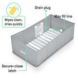 Ingenuity Tuckaway Toddler Tub, Converts Shower to Tub, Folds to Store, 12M-5Y- Grey