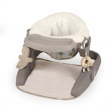 Ingenuity Prop Spot Learn-to-Sit Floor Seat with Tray, Adjustable Baby Support Seat, Soft Boucl Cushion, Foldable - Tan