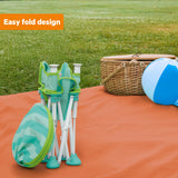Bright Starts Pop 'N Sit Cabana Portable Booster Chair with UPF Canopy, Indoor/Outdoor, 6 Mos - 3 Yrs - Teal
