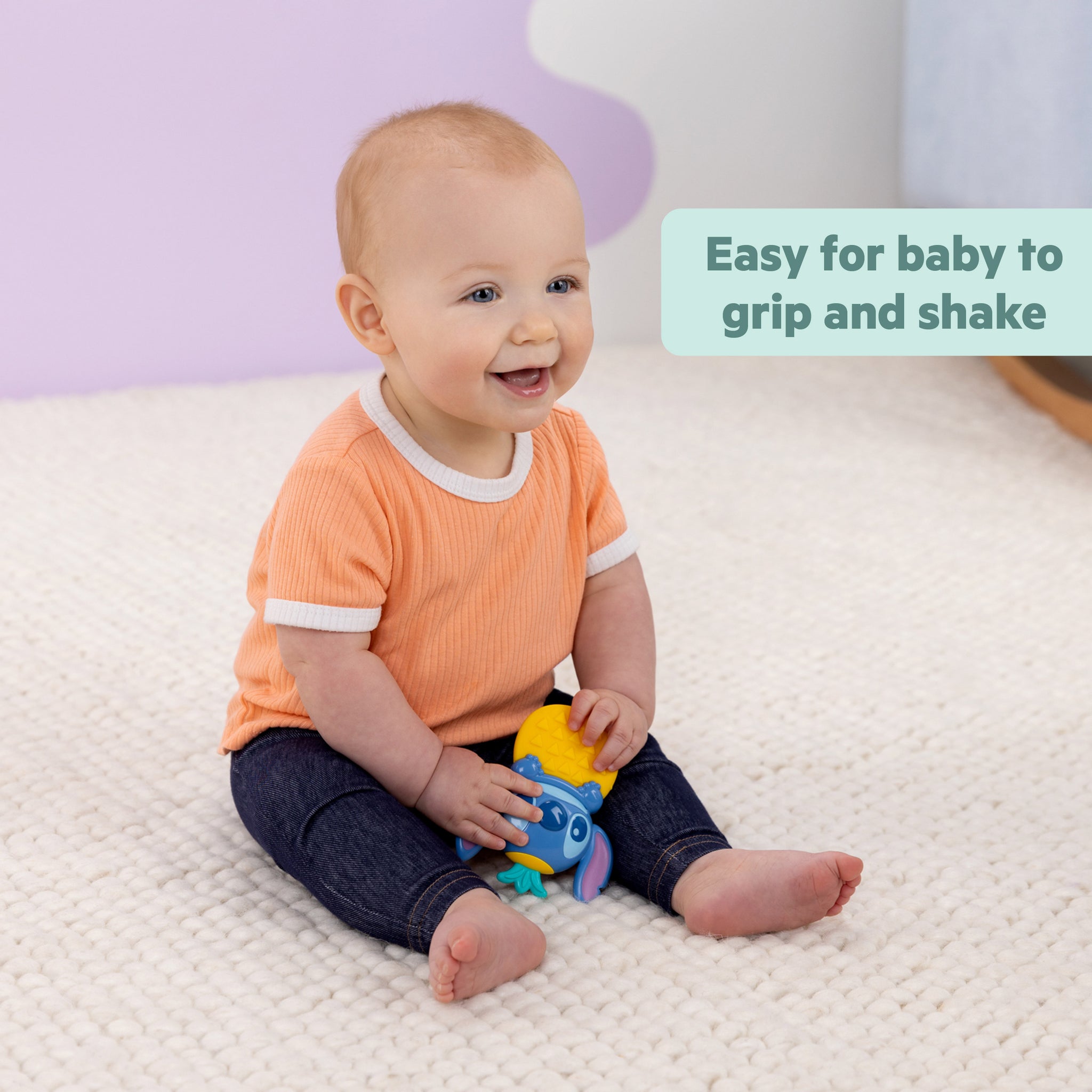 Disney Baby Stitch Tropical Teethe Rattle & Teether, For