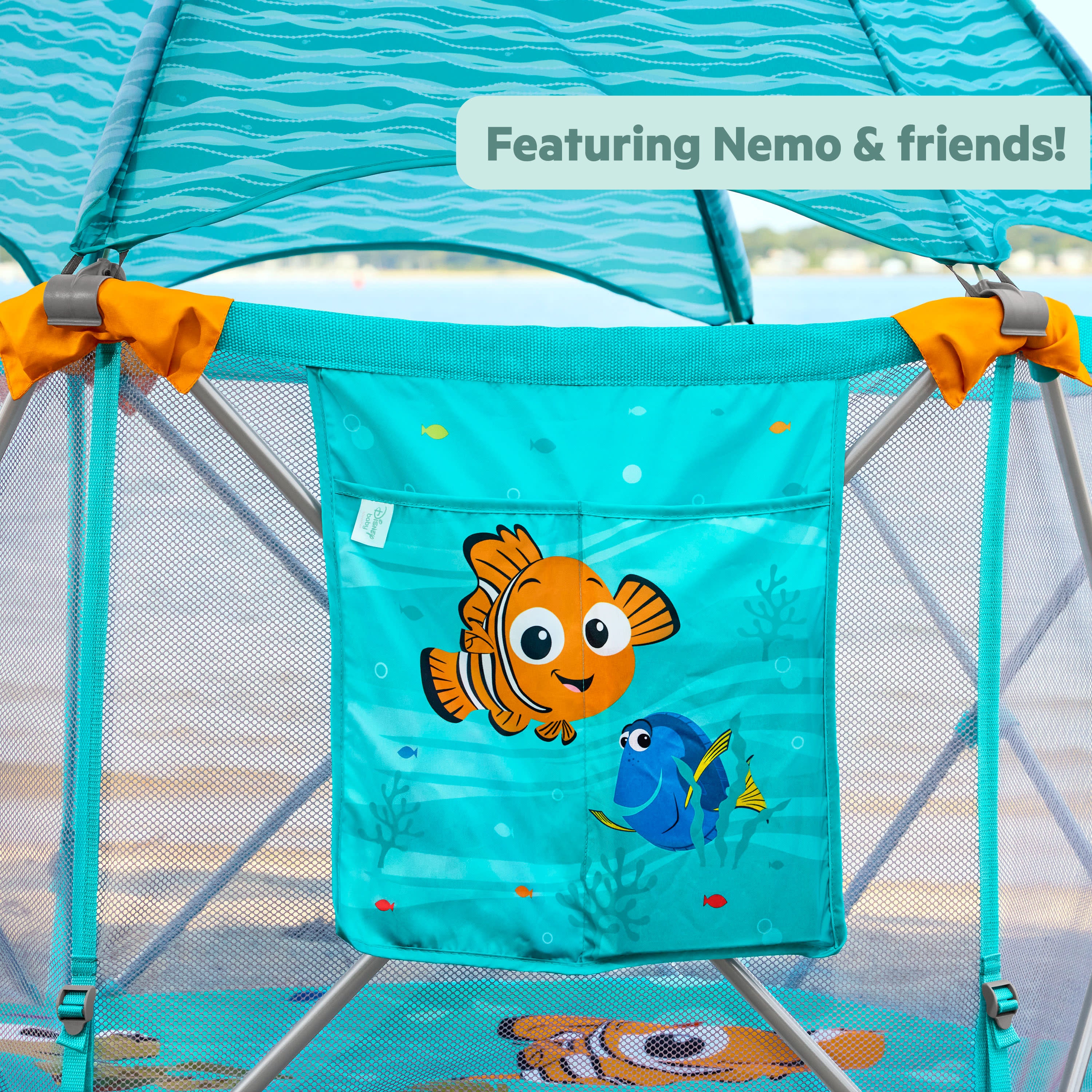 finding nemo umbrella stroller Disney Baby Finding Nemo Pop 'N Play Deluxe Portable Playard by Bright Starts – Kids2, LLC
