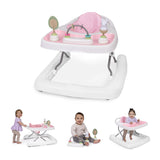 Ingenuity Step & Sprout 3-in-1 Foldable Baby Activity Walker with Removable Toys Ages 6 months +, First Forest - Pink
