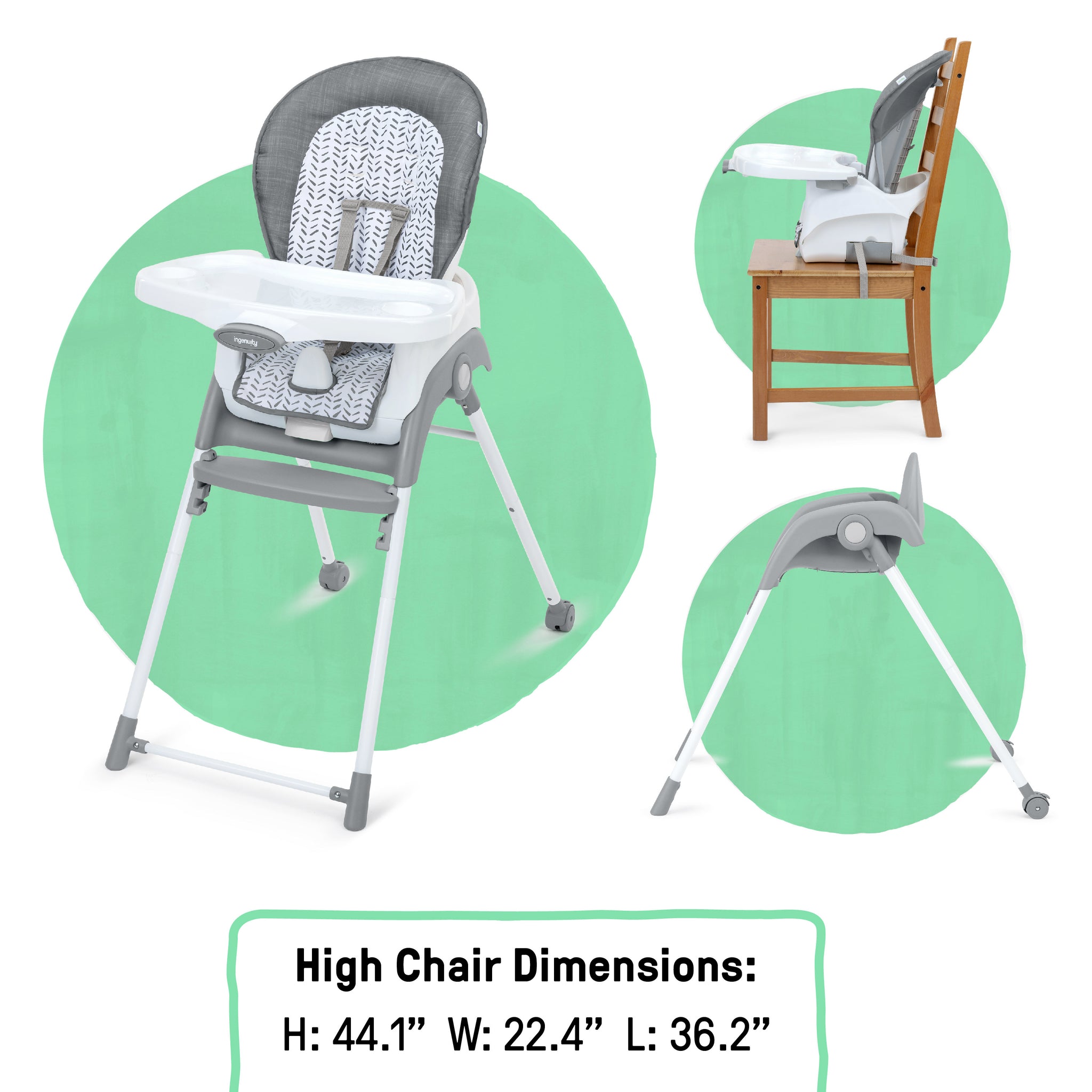 Ingenuity Trio Foldaway 6-in-1 Baby High Chair Quill – Kids2, LLC