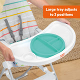 Bright Starts Dine Delight Compact Folding High Chair with 3-Section Plate, Unisex, Playful Paradise Pattern