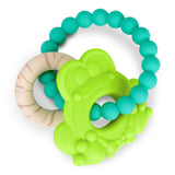 Bright Starts Ribbit Ring Silicone Teether with Frog Charm and Teething Ring, Unisex, Ages 3 Months+