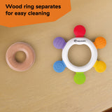 Baby Einstein Soothe & Explore Silicone & Wood Teether Baby Toy, Ages 3+ Months