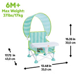Bright Starts Pop 'N Sit Cabana Portable Booster Chair with UPF Canopy, Indoor/Outdoor - Teal