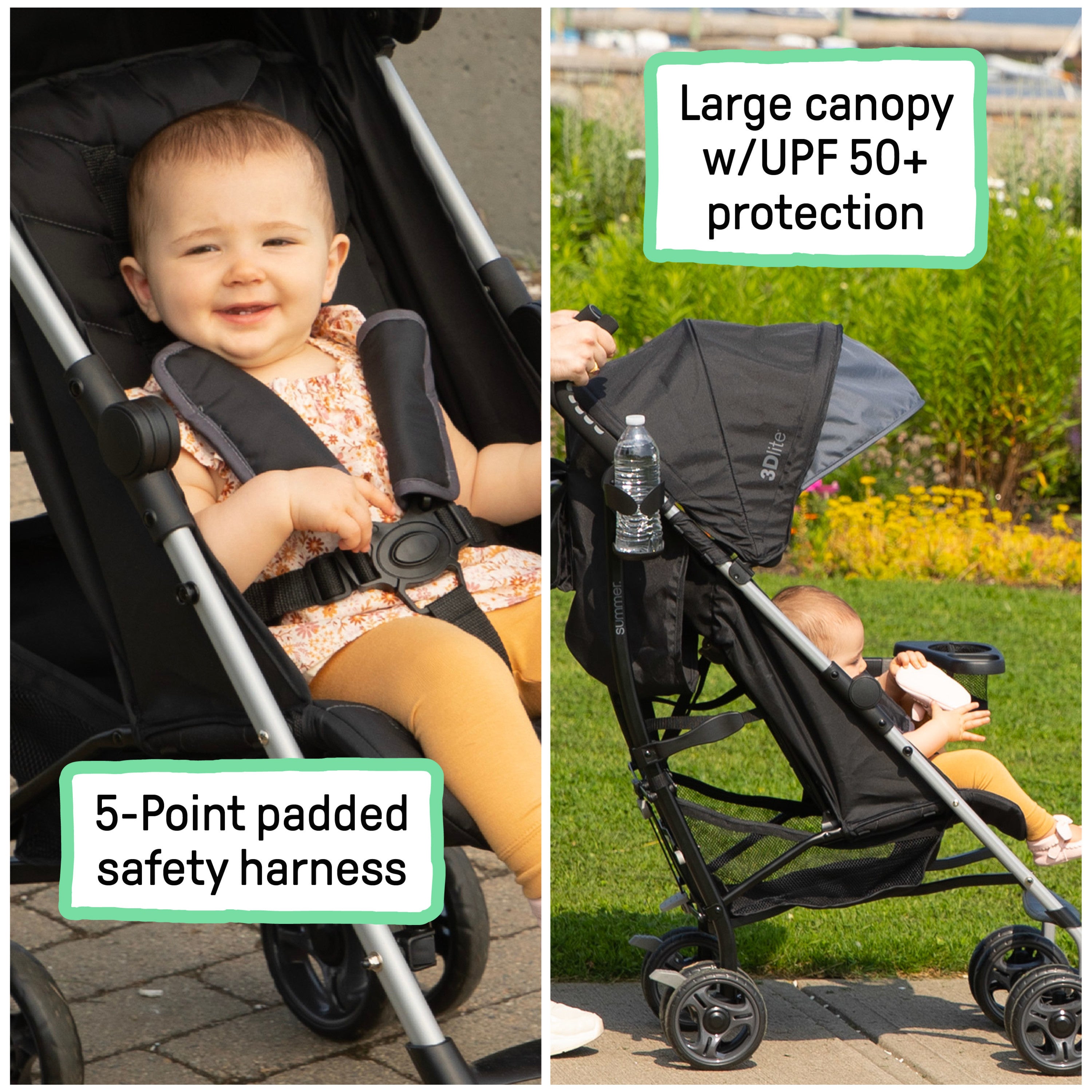 summer infant 3d lite convenience stroller snack tray 3Dlite Convenience Stroller - Black