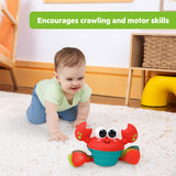 Bright Starts Rockin Crawling Crab Interactive Baby Toy with Music & Dancing, Red